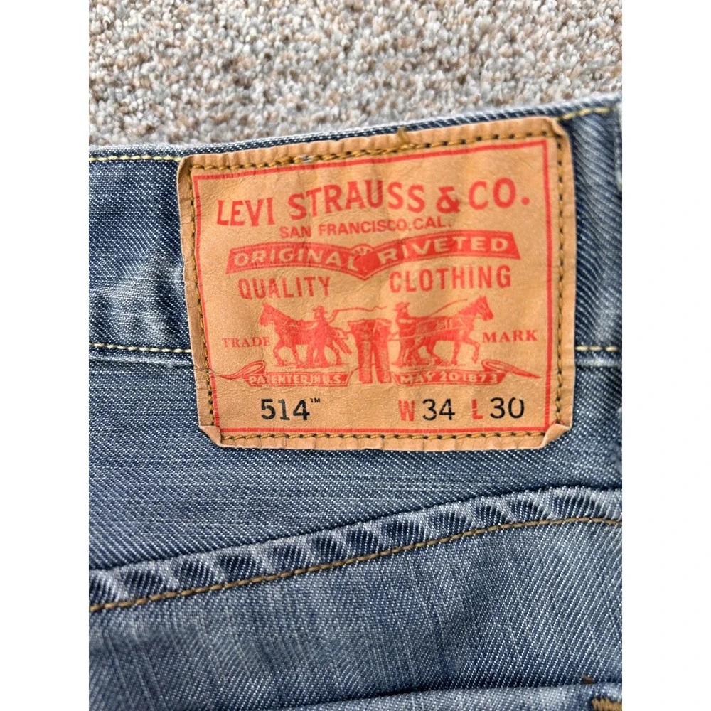 Levis 514 Straight Fit Jeans Mens 34x30 Blue Medium Wash Denim Pants